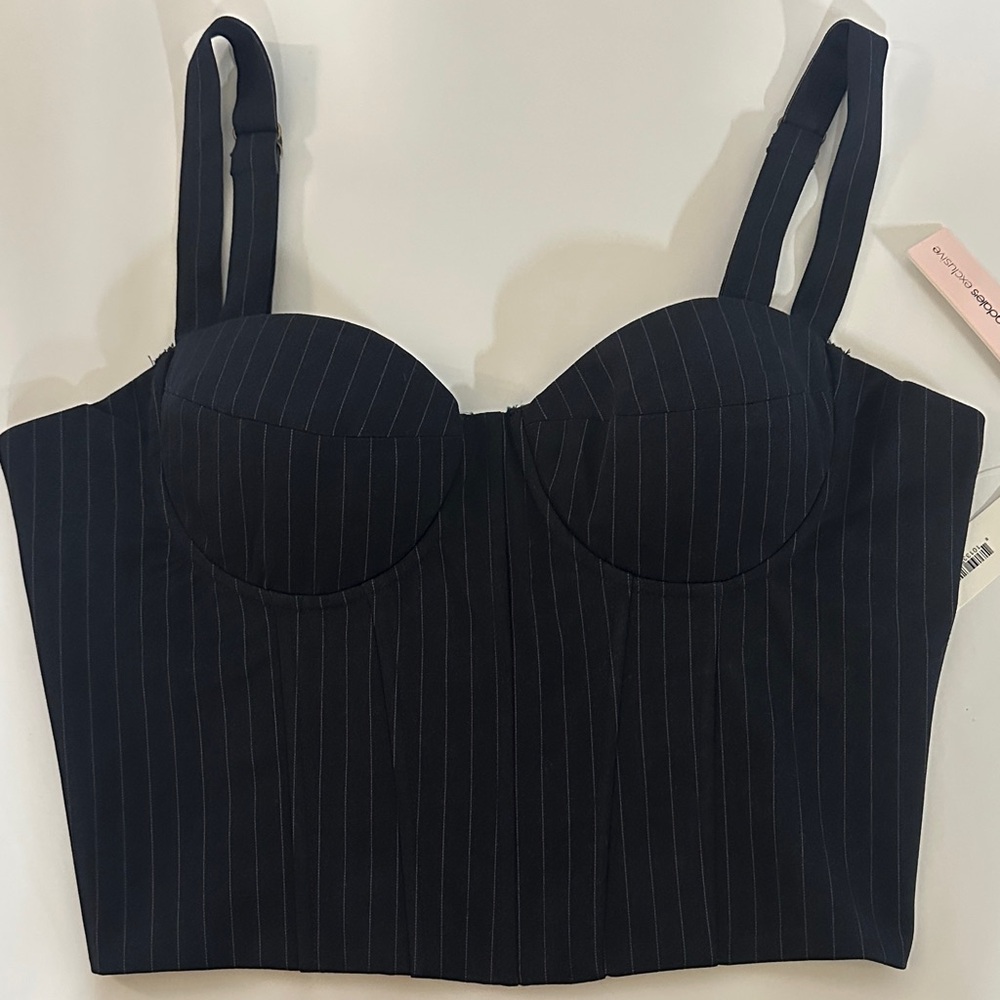 NWT AQUA NAVY STRIPED CORSET